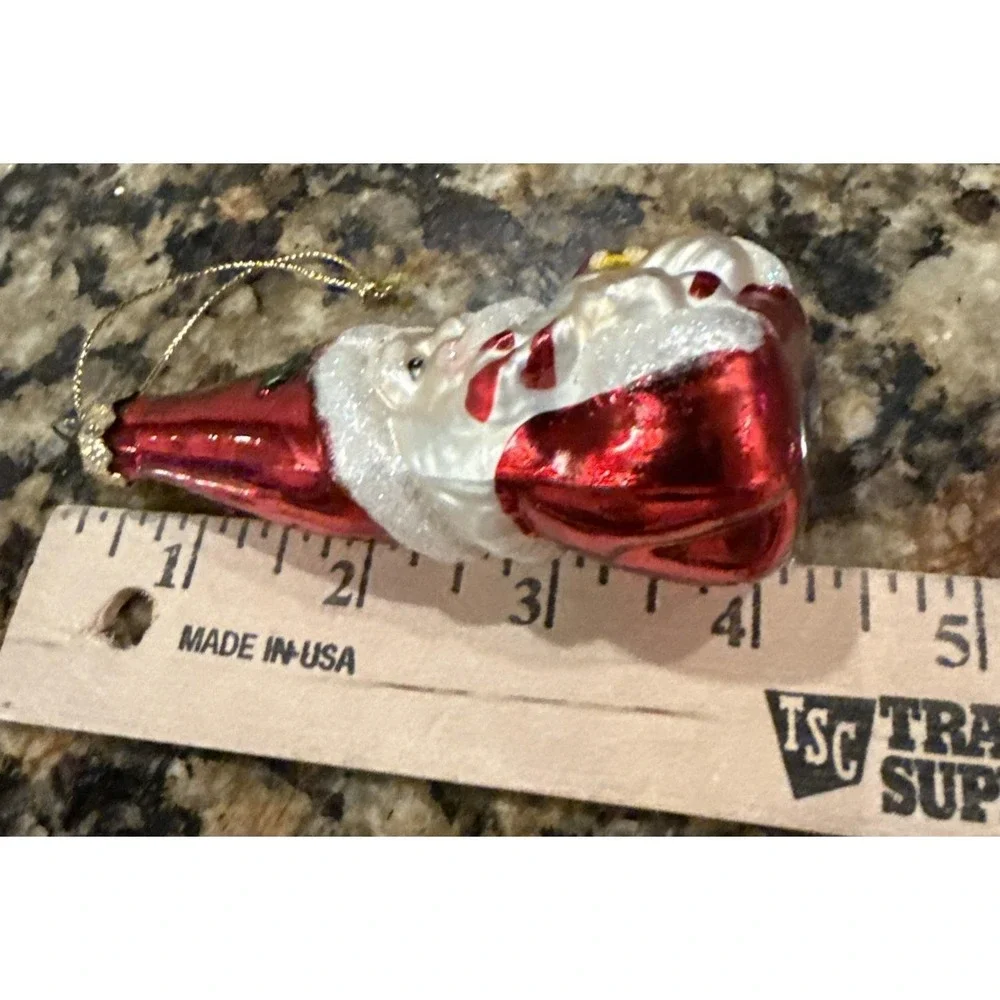 Santa Claus Soldier Glass Christmas Holiday Tree Ornaments Set‎ Of 2 Vintage